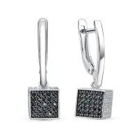Серебряные серьги с фианитами «Куб»
