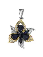 Серебряный подвес «Орхидея» с натуральным сапфиром