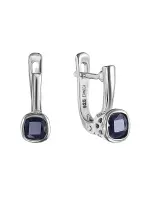 Серьги из серебра с натуральным сапфиром