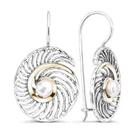 Серебряные серьги с жемчугом «Ракушка»
