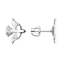 Серьги-пусеты из серебра «Ласточка»