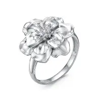 Кольцо из серебра с фианитами «Цветок»