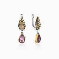 Серьги из серебра с камнем турмалин