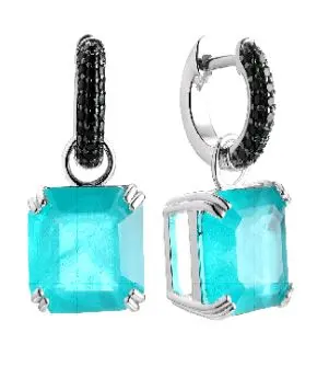 Серебряные серьги с ситаллом и нанокристаллом