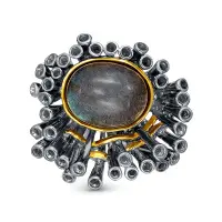 Брошь-подвеска из серебра с лабрадором