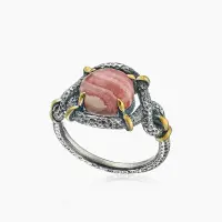 Кольцо из серебра с камнем родохрозит Кольцо из серебра с камнем родохрозит