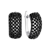 Серьги из серебра «Черный элемент» 00598