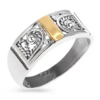 Серебряное кольцо Yaffo с золотом