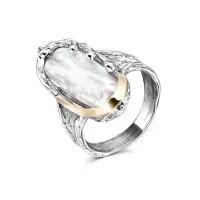 Серебряное кольцо с жемчугом и золотом