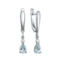 Серьги из серебра с топазом и фианитами Серьги из серебра с топазом и фианитами