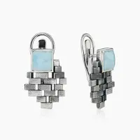 Серьги из серебра с камнем ларимар