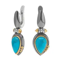 Серьги из серебра с бирюзой в позолоте Серьги из серебра с бирюзой в позолоте