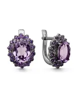 Серьги из серебра с аметистом и фианитами Серьги из серебра с аметистом и фианитами
