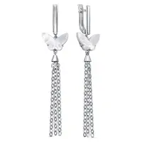 Длинные серебряные серьги с перламутром «Бабочка» Длинные серебряные серьги с перламутром «Бабочка»