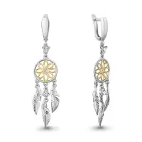 Серьги из серебра с фианитом «Ловец снов»