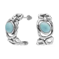 Серебряные серьги-пуссеты с ларимаром Серебряные серьги-пуссеты с ларимаром