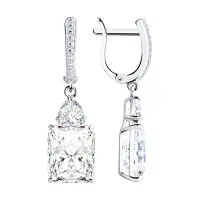 Серьги длинные из серебра с фианитами SOKOLOV