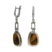 Серьги из серебра с тигровым глазом Серьги из серебра с тигровым глазом