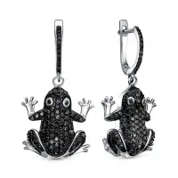 Серьги из серебра со шпинелью «Лягушка» Серьги из серебра со шпинелью «Лягушка»