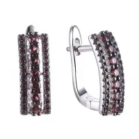 Серебряные серьги с фианитами «Brown»