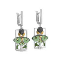 Серьги из серебра с эмалью «Мотылек»