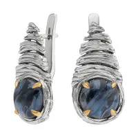 Серьги из серебра «Полярная Завеса» с питерситом Серьги из серебра «Полярная Завеса» с питерситом