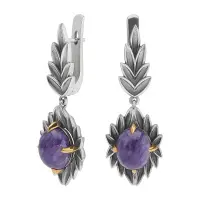 Серьги из серебра с чароитом Серьги из серебра с чароитом