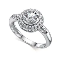 Серебряное кольцо с горным хрусталём и фианитами Серебряное кольцо с горным хрусталём и фианитами