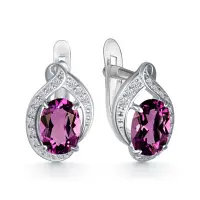 Серьги из серебра с аметистом и фианитами Серьги из серебра с аметистом и фианитами