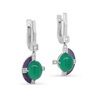 Серебряные серьги с ониксом Серебряные серьги с ониксом