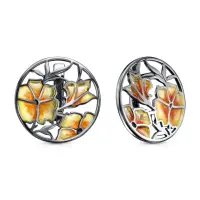 Серьги из серебра с витражной эмалью «Цветок» Серьги из серебра с витражной эмалью «Цветок»