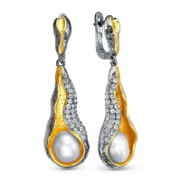 Серьги из серебра с жемчугом в позолоте Серьги из серебра с жемчугом в позолоте