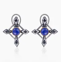 Серебряные серьги «Полярис» с лазуритом