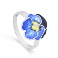 Серебряное кольцо «Анютины глазки» с эмалью