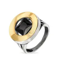 Серебряное кольцо с золотом и фианитом Серебряное кольцо с золотом и фианитом