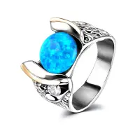 Серебряное кольцо с опалом синтетическим, фианитом и золотом Серебряное кольцо с опалом синтетическим, фианитом и золотом