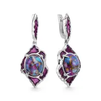 Серьги из серебра с бирюзой и эмалью Серьги из серебра с бирюзой и эмалью