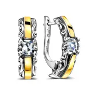 Серебряные серьги фианит и золото