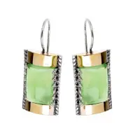 Серьги из серебра золото и зеленый кварц