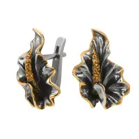 Серьги из серебра с позолотой «Цветок»