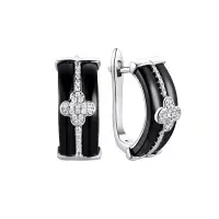 Серьги из серебра с фианитами и керамикой