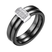 Серебряное кольцо с керамикой и фианитами