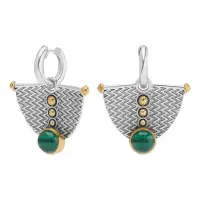 Серьги из серебра с малахитом в позолоте Серьги из серебра с малахитом в позолоте