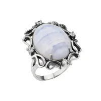 Кольцо из серебра с агатом и фианитом «Галерея»