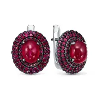 Серьги из серебра с корундом