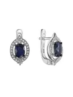 Серьги из серебра с натуральным сапфиром Серьги из серебра с натуральным сапфиром