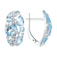 Серьги из серебра с топазами и фианитами