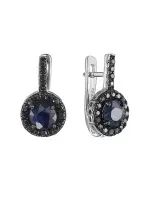 Серьги из серебра с натуральным сапфиром Серьги из серебра с натуральным сапфиром