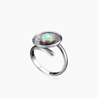 Серебряное кольцо «Небесный Диск» с опалом