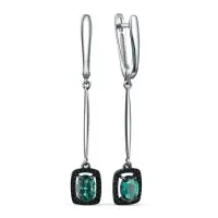 Серьги из серебра со шпинелью и празиолитом